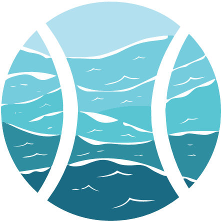 Pelota de padel con olas de mar, símbolo de Padelmar